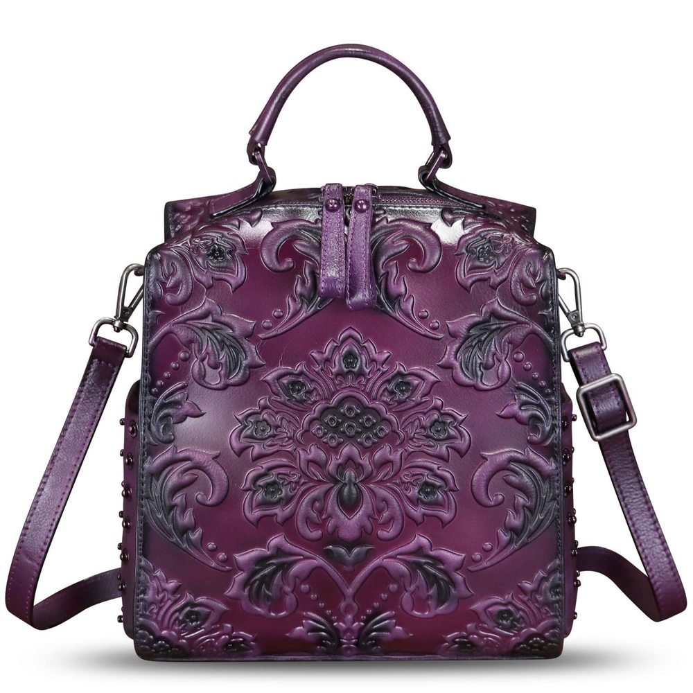 Genuine Textured Satchel For Bag Convertible Backpack Embossed Crossbody